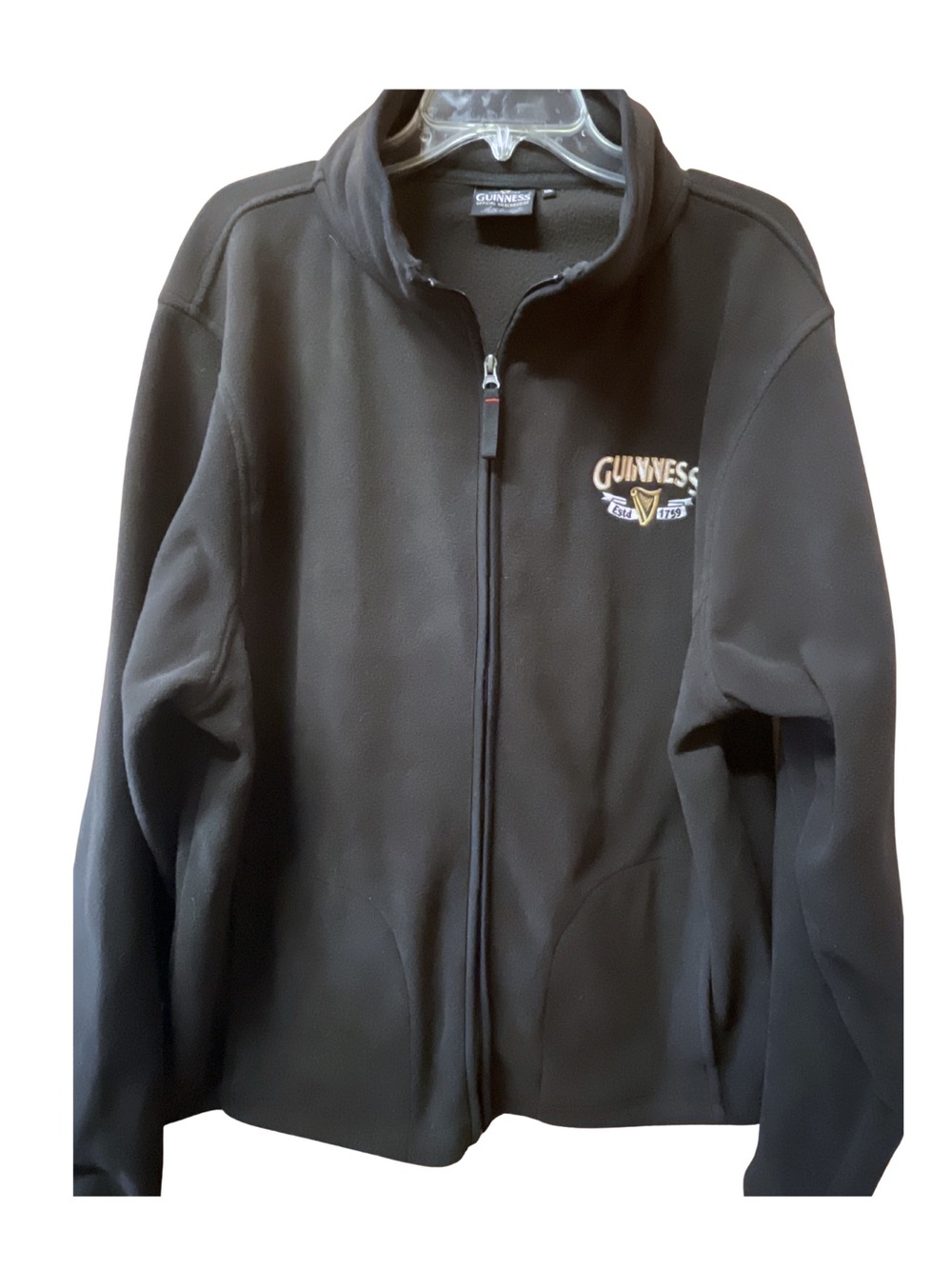 Guinness Official Merchandise Black Full Zip Fleece Jacket Size XXL